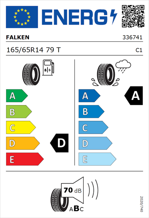 Tyre Label for Falken Sincera-SN110 165/65R14 79T